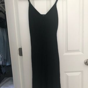 Black midi dress, lightweight for summer.